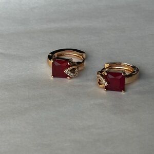 Coral Pink And Gold Earrings